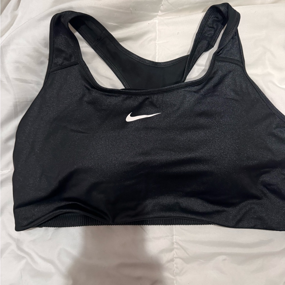 Nike Women's Black Sports Bra with White Logo